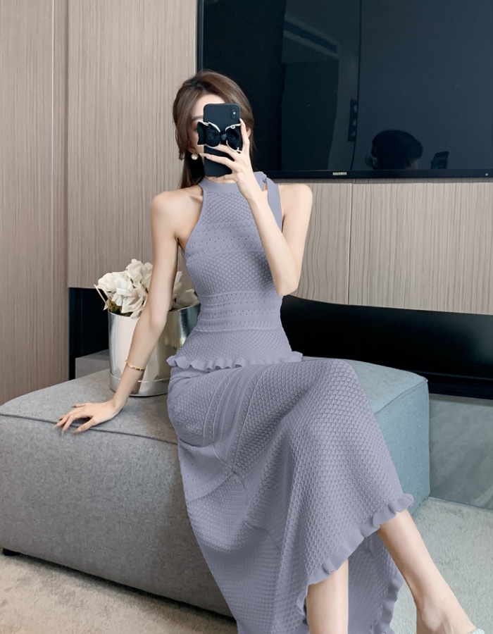 High waist summer vest slim hollow skirt 2pcs set for women