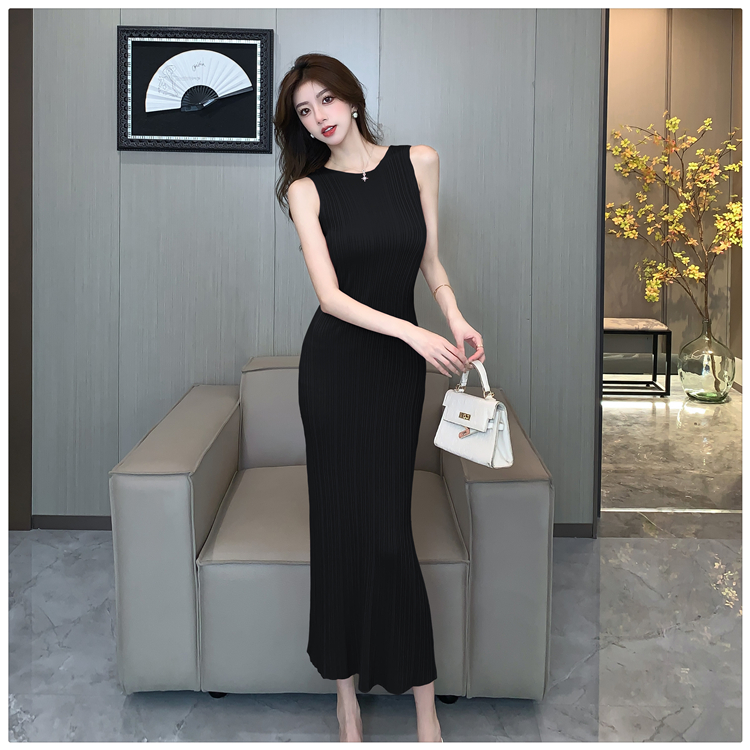 Sleeveless slim sleeveless dress pinched waist dress for women