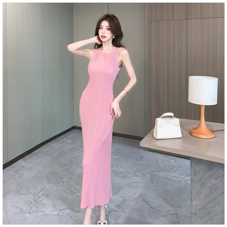 Sleeveless slim sleeveless dress pinched waist dress for women