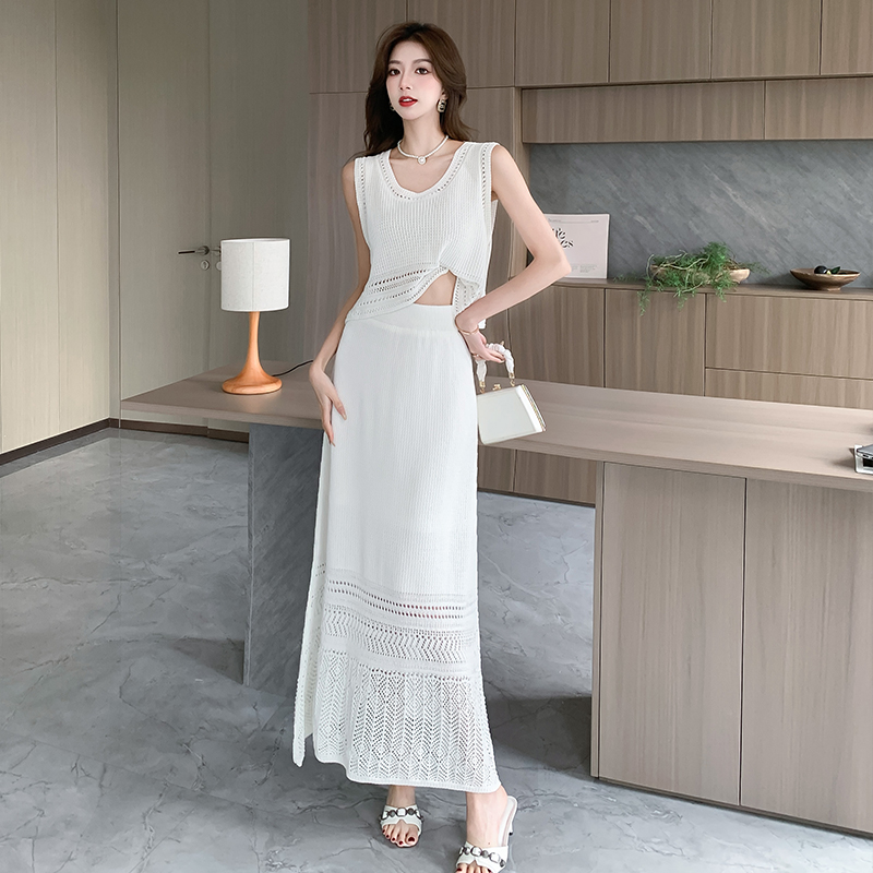 White short skirt high waist skirt 2pcs set for women