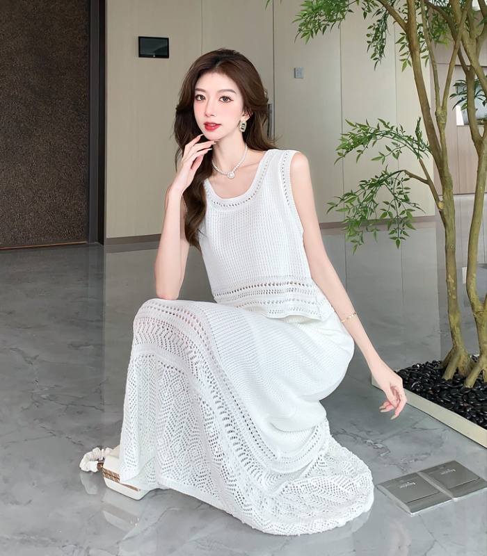 White short skirt high waist skirt 2pcs set for women