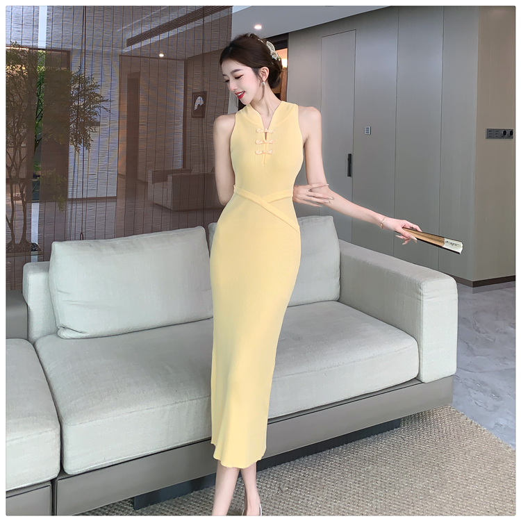 Sleeveless package hip sleeveless dress long sexy dress