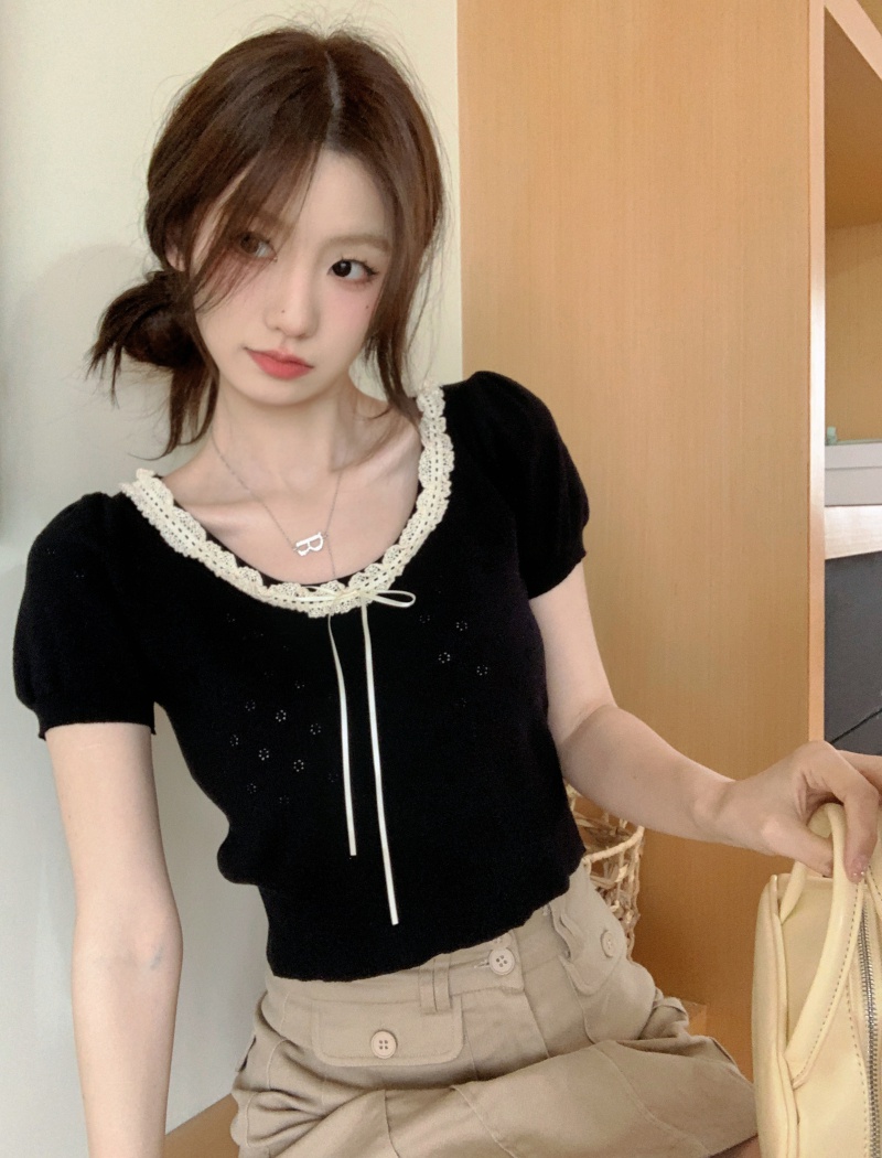 Short small T-shirt sweet bottoming shirt for women