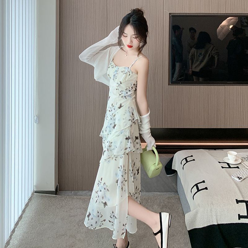 Retro strap dress summer dress for women