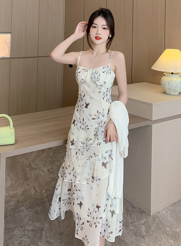 Retro strap dress summer dress for women