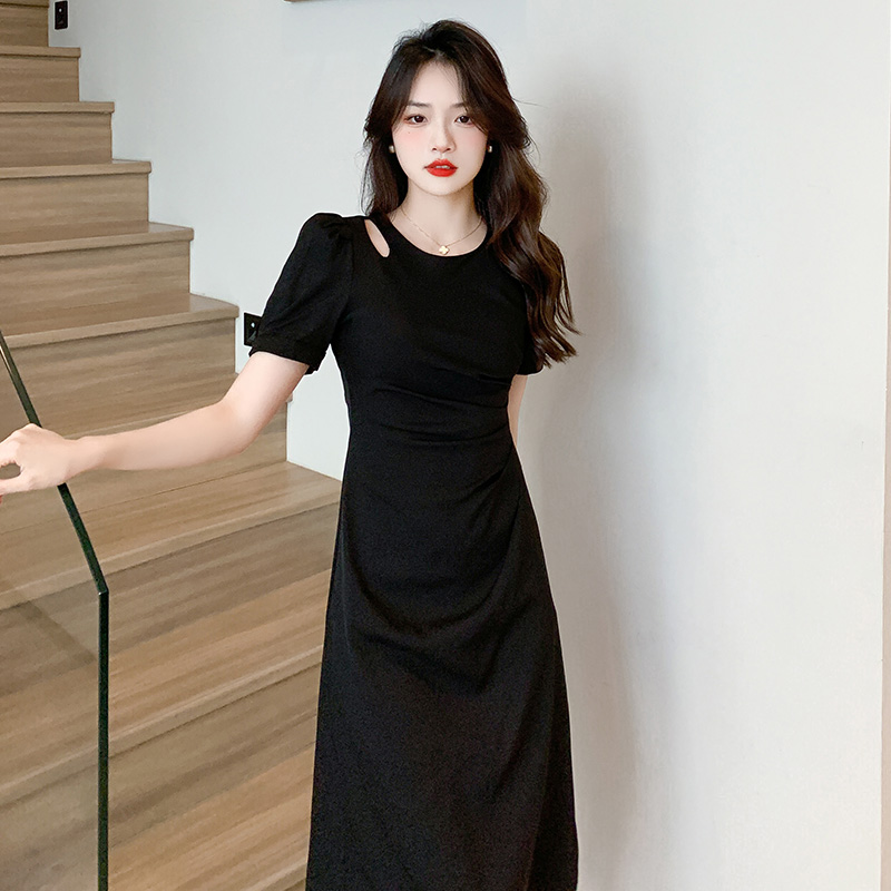 Black Hepburn style unique summer temperament dress for women