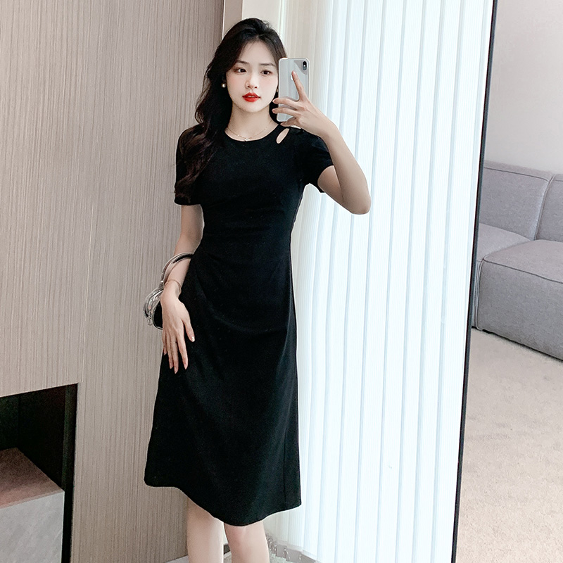 Black Hepburn style unique summer temperament dress for women