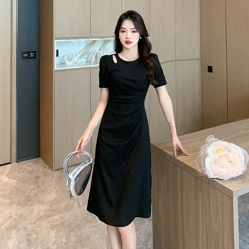 Black Hepburn style unique summer temperament dress for women