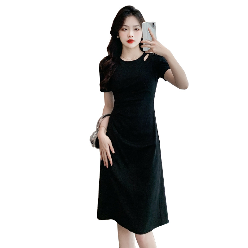 Black Hepburn style unique summer temperament dress for women