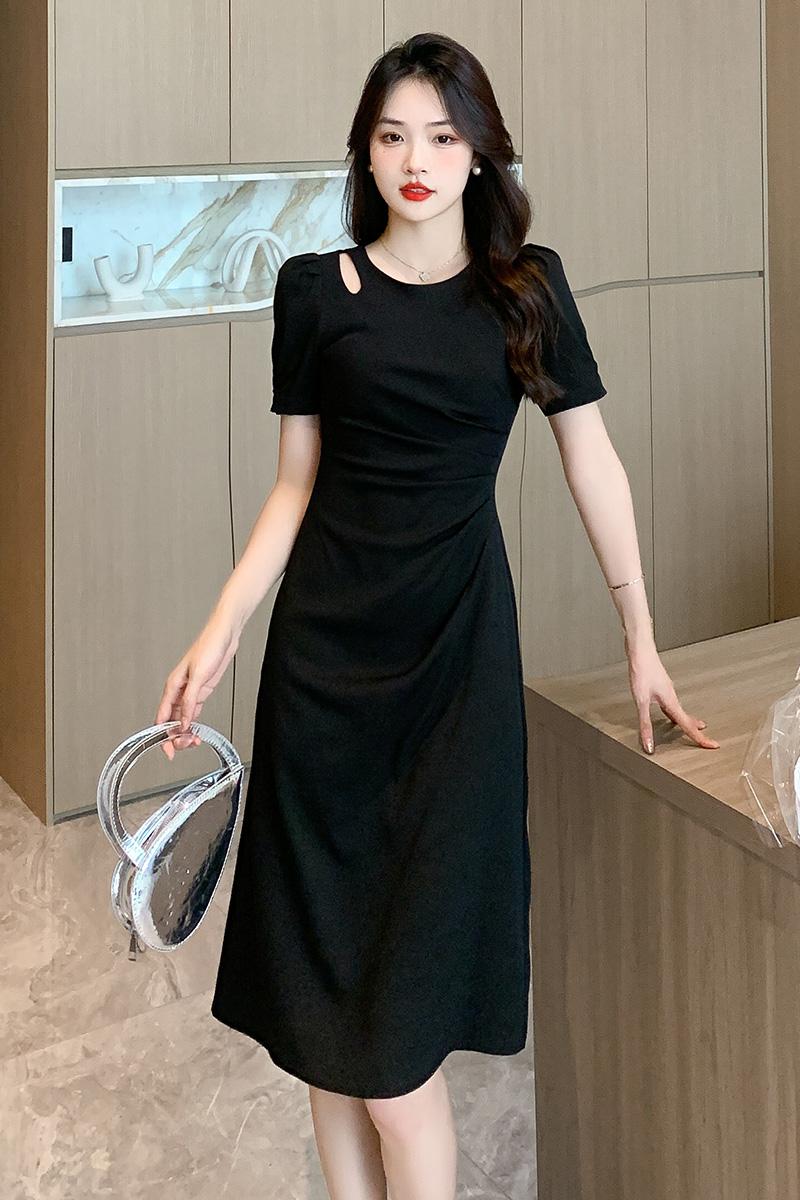 Black Hepburn style unique summer temperament dress for women