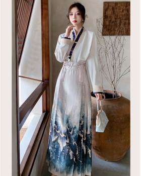 Chinese style shirt horse-face skirt a set for women