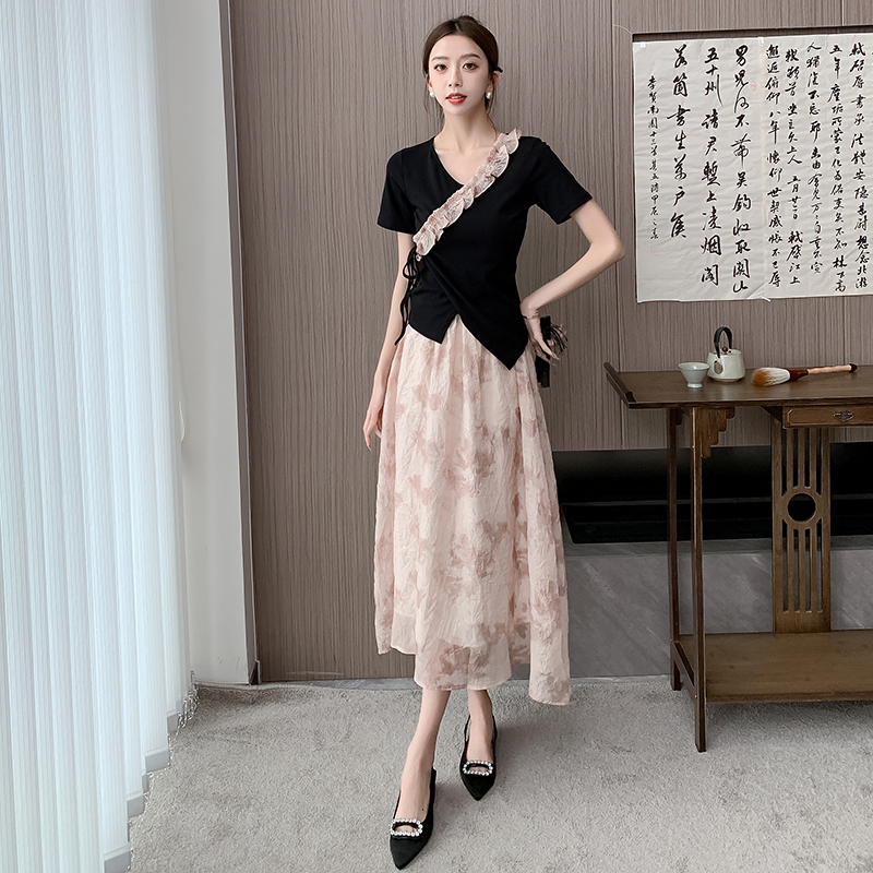 Sweet Casual slim temperament summer skirt a set