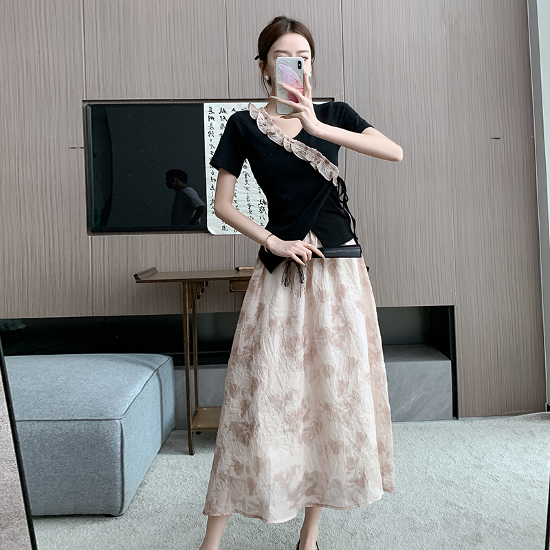 Sweet Casual slim temperament summer skirt a set