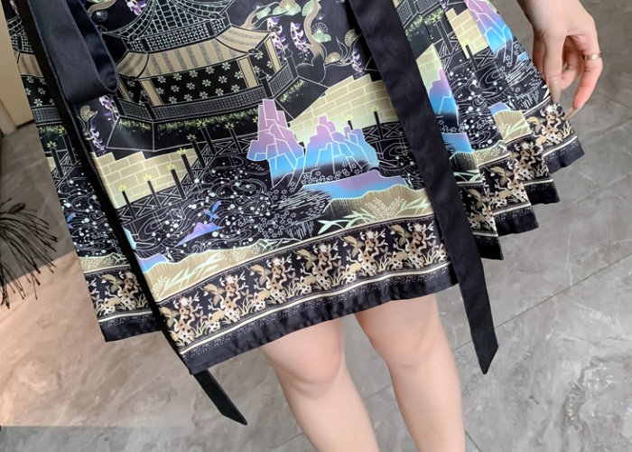 Chinese style horse-face skirt tops a set for women