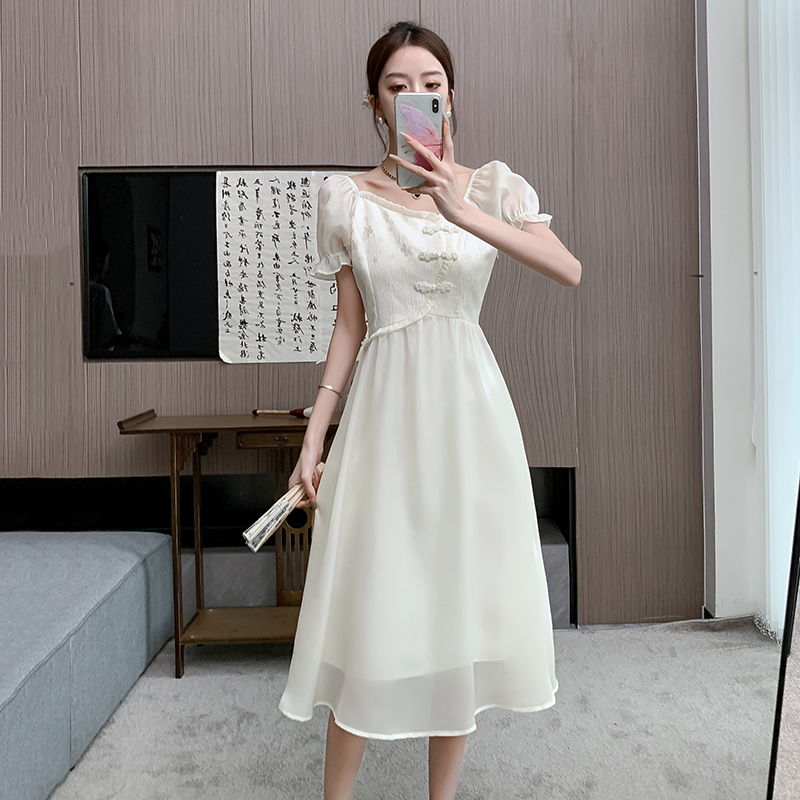 Woven summer dress Chinese style T-back