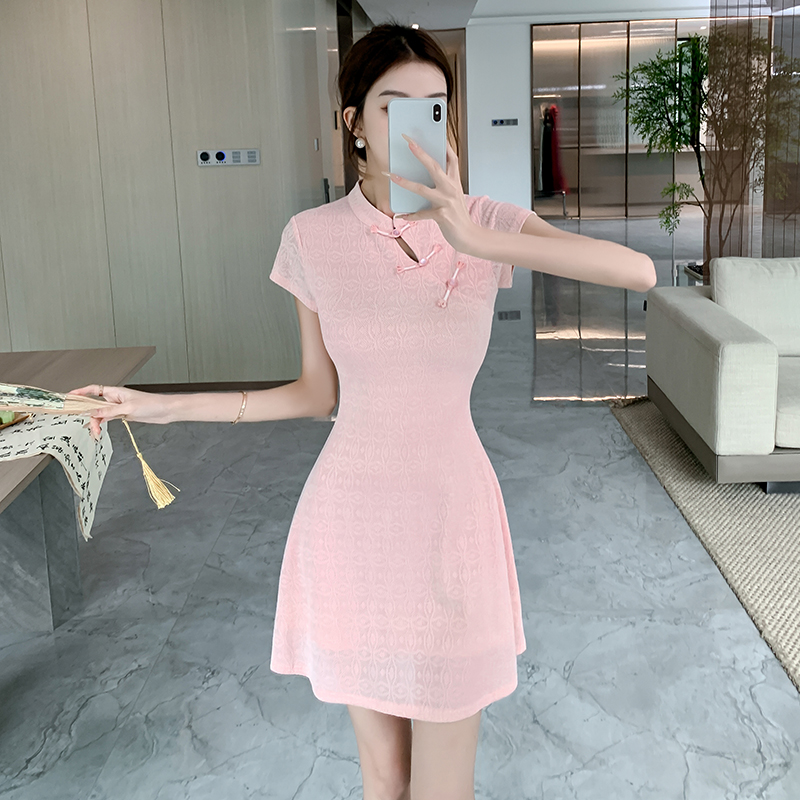 Short sleeve summer small fellow dress for women