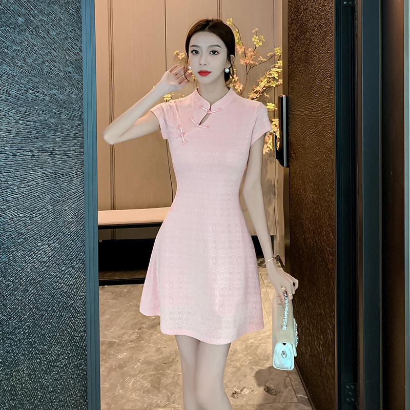 Short sleeve summer small fellow dress for women