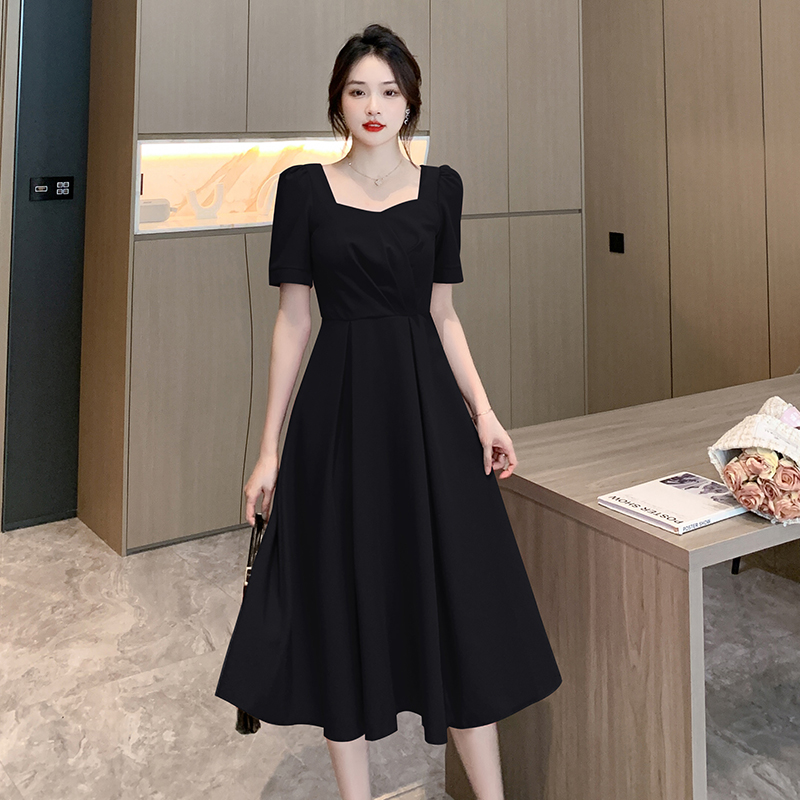 Pinched waist classic simple dress for women