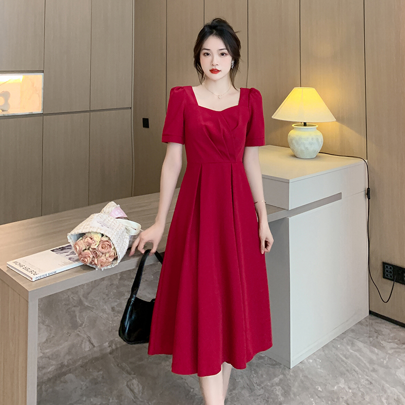 Pinched waist classic simple dress for women