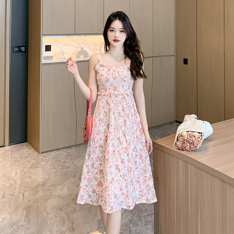 Sling air conditioning cardigan embroidery dress a set