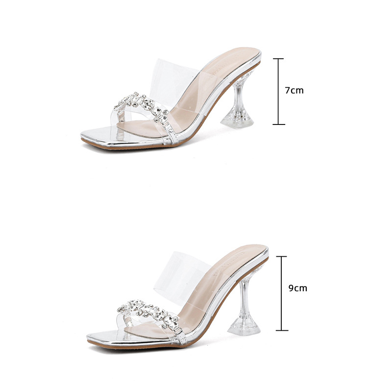 Rhinestone niche crystal high-heeled slippers