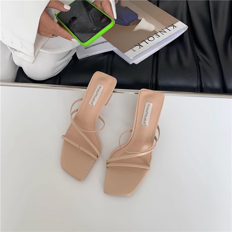 High-heeled thick shoes simple slippers for women