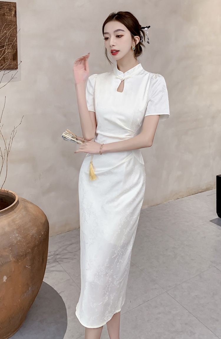 Jacquard summer cheongsam Chinese style dress