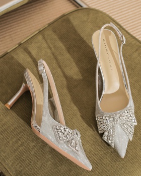 Bow high-heeled sandals sheepskin wedding shoes