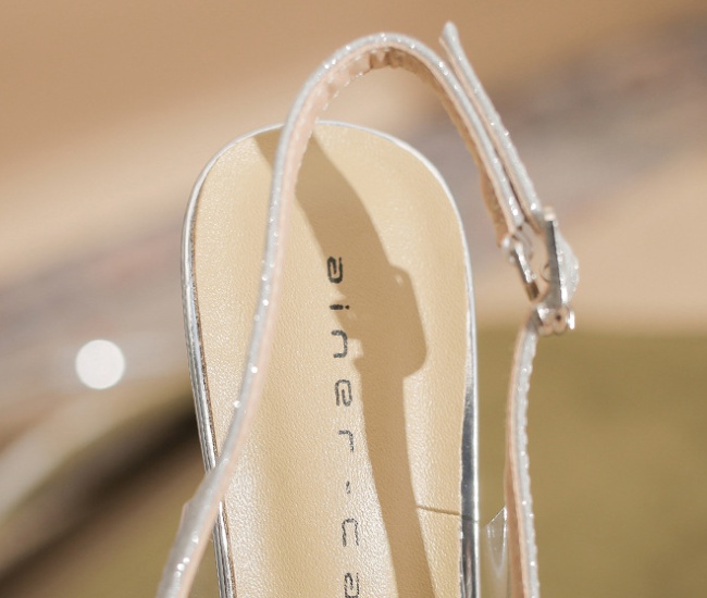 Sheepskin wedding shoes fine-root sandals for women
