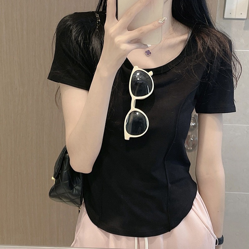 U-neck niche round neck tops small fellow summer T-shirt