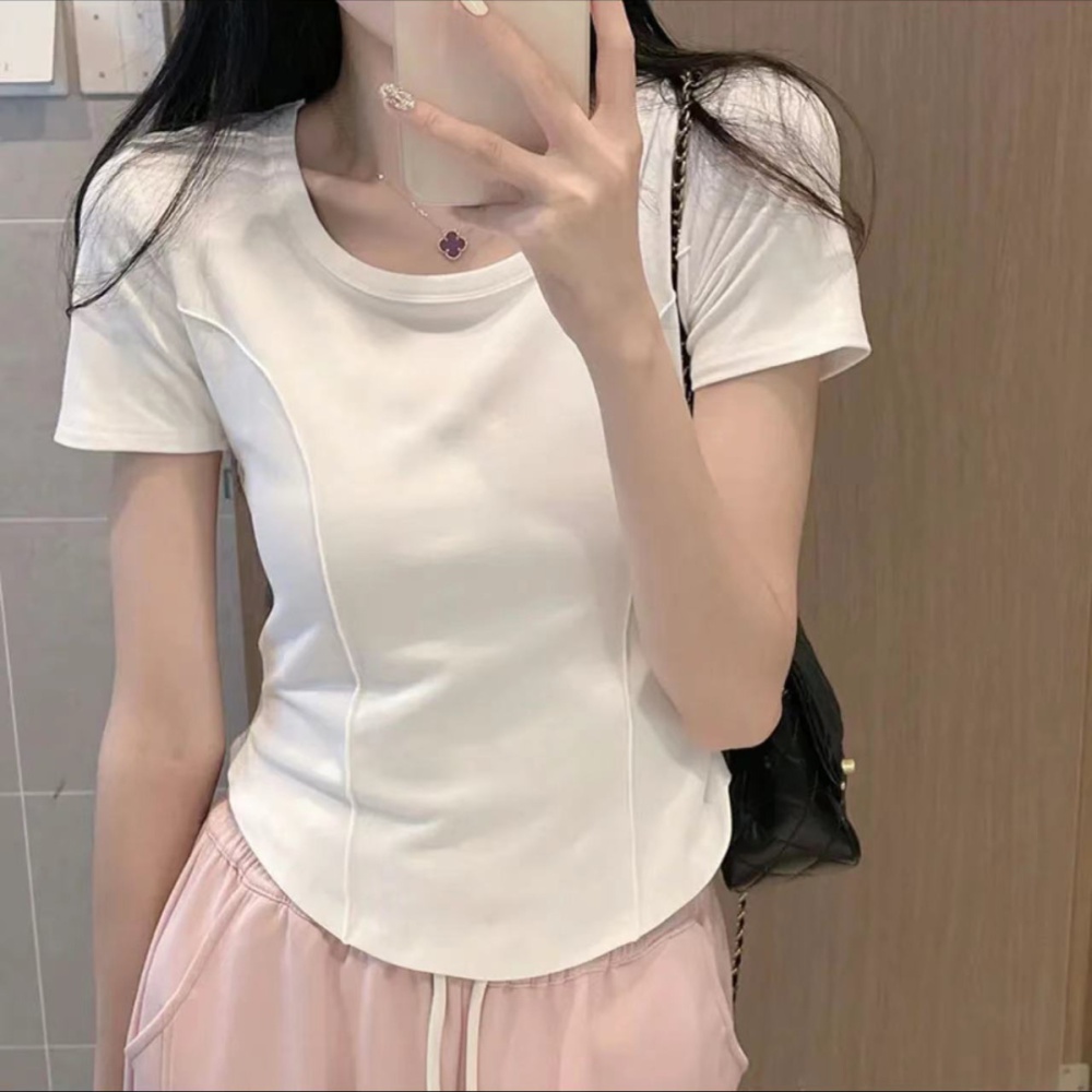 U-neck niche round neck tops small fellow summer T-shirt