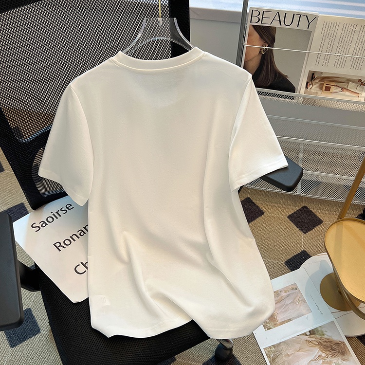 Short sleeve bow tops slim summer T-shirt for women