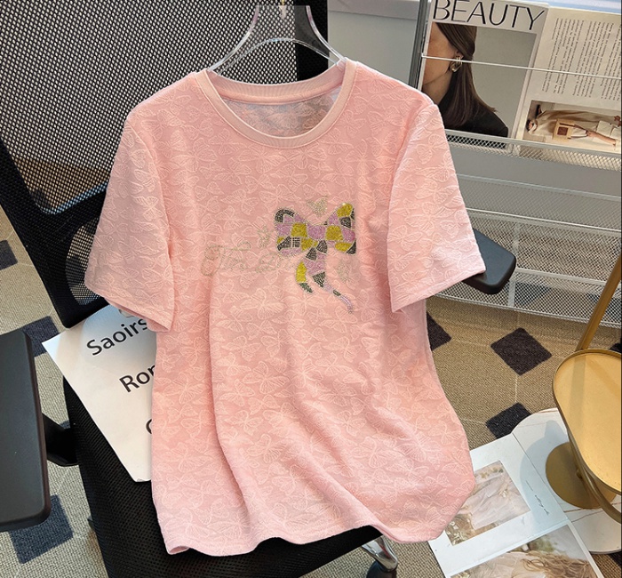 Short sleeve T-shirt rhinestone tops for women