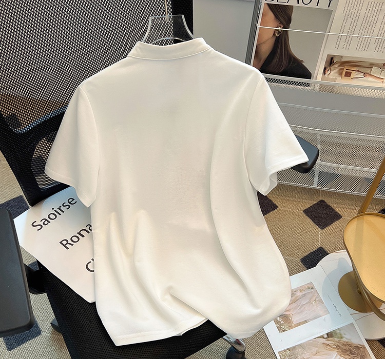 Embroidery slim small shirt summer short sleeve tops