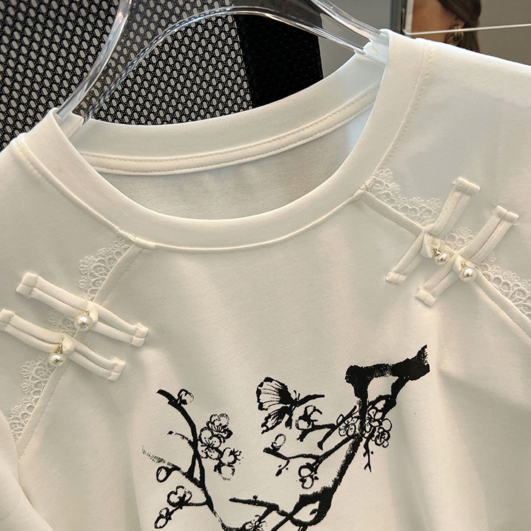 All-match printing tops stereoscopic T-shirt for women
