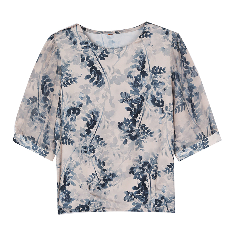 Floral T-shirt middle-aged small shirt a set for women