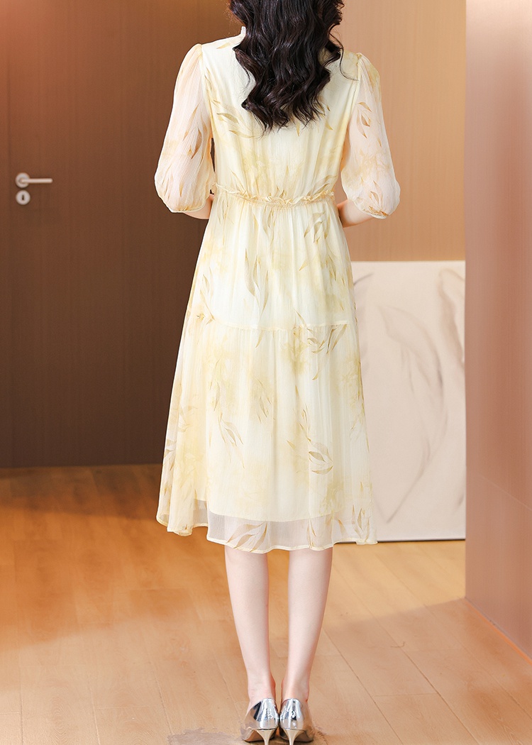 Noble real silk silk middle-aged dress for women