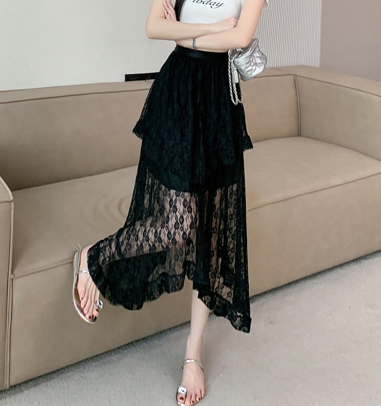 A-line Japanese style skirt lace long skirt for women