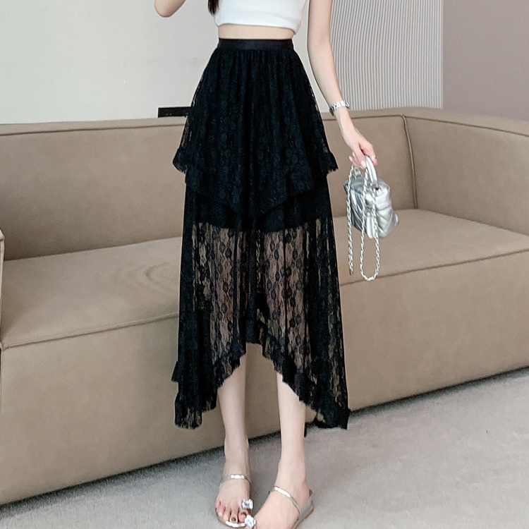 A-line Japanese style skirt lace long skirt for women