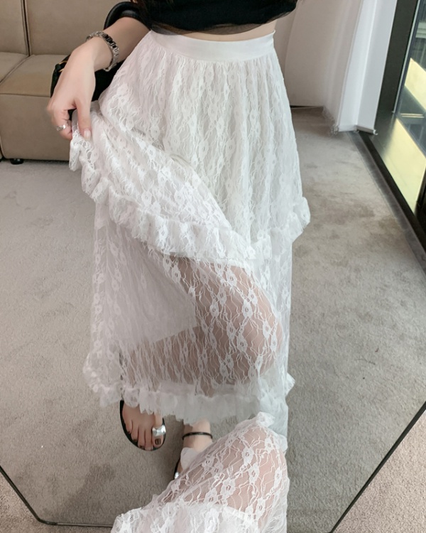 A-line Japanese style skirt lace long skirt for women