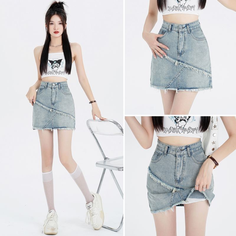 A-line denim culottes slim Korean style skirt for women