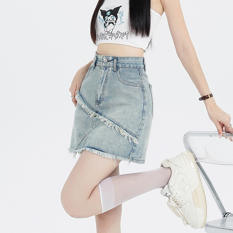 A-line denim culottes slim Korean style skirt for women