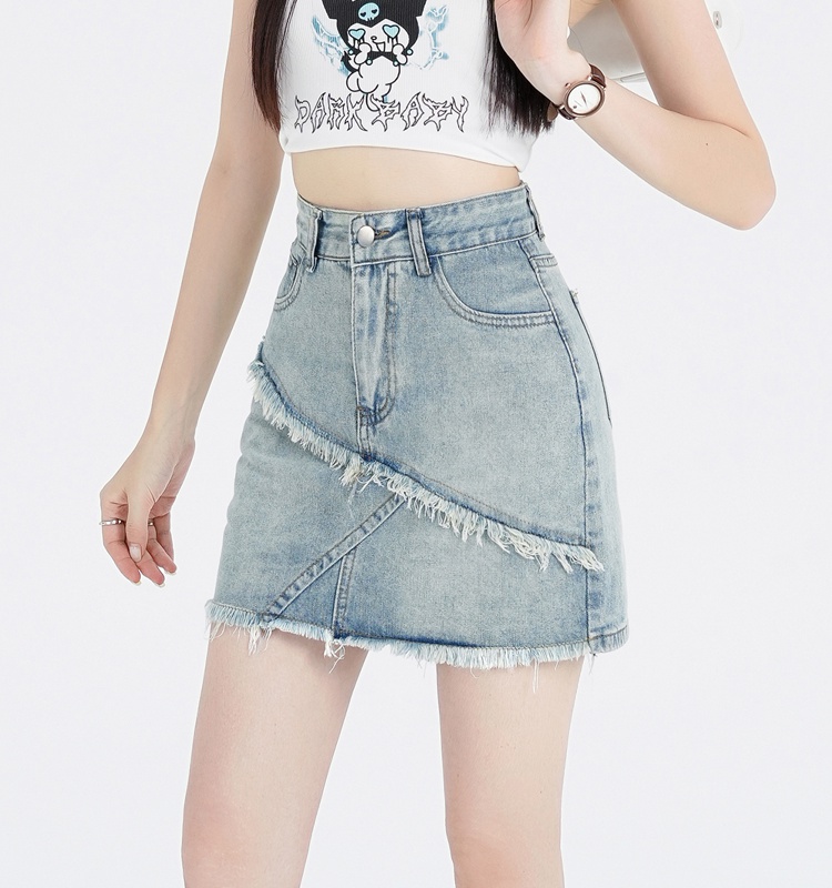 A-line denim culottes slim Korean style skirt for women