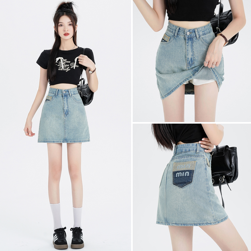 Embroidery denim skirt summer short skirt for women