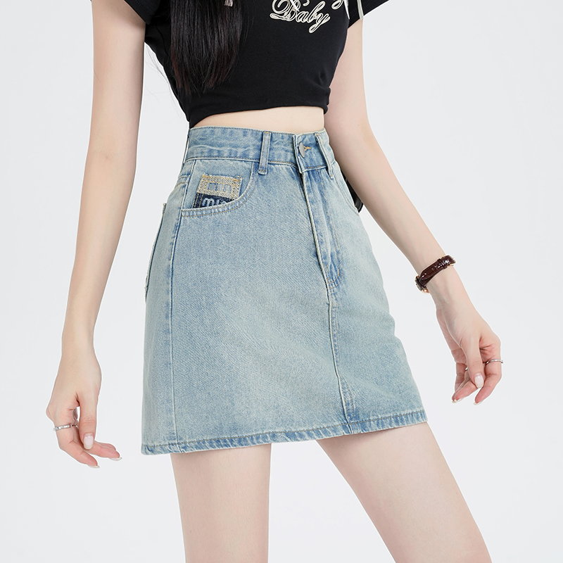 Embroidery denim skirt summer short skirt for women