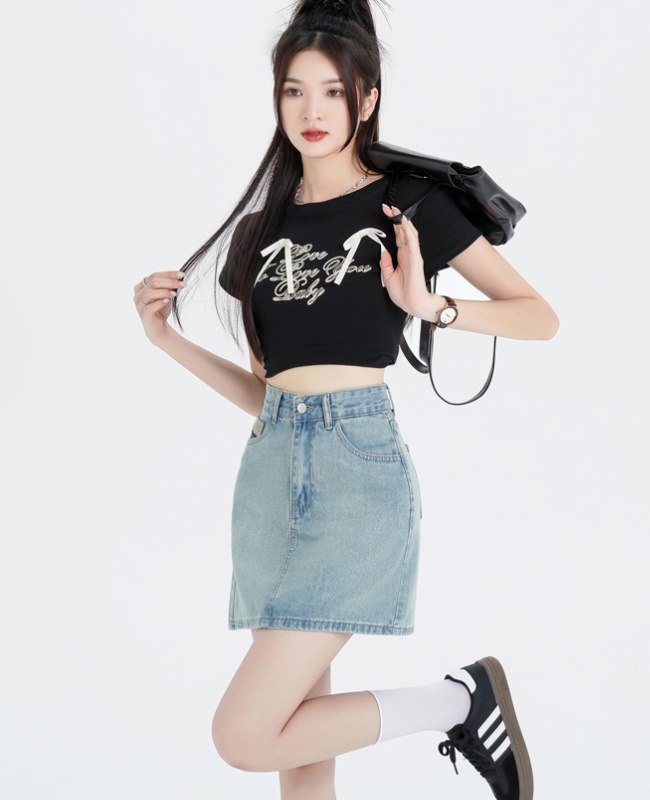 Embroidery denim skirt summer short skirt for women