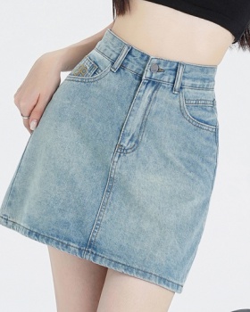 Denim all-match high waist skirt A-line summer short skirt