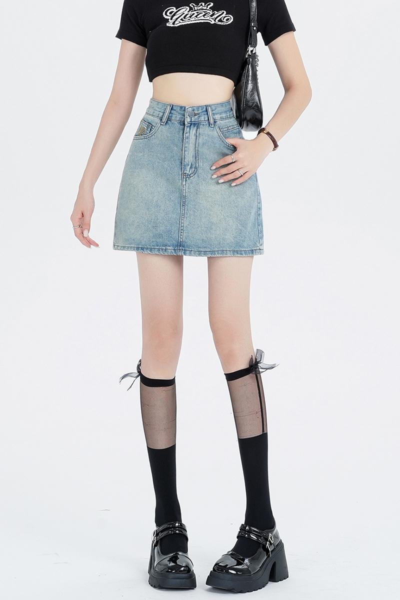 Denim all-match high waist skirt A-line summer short skirt