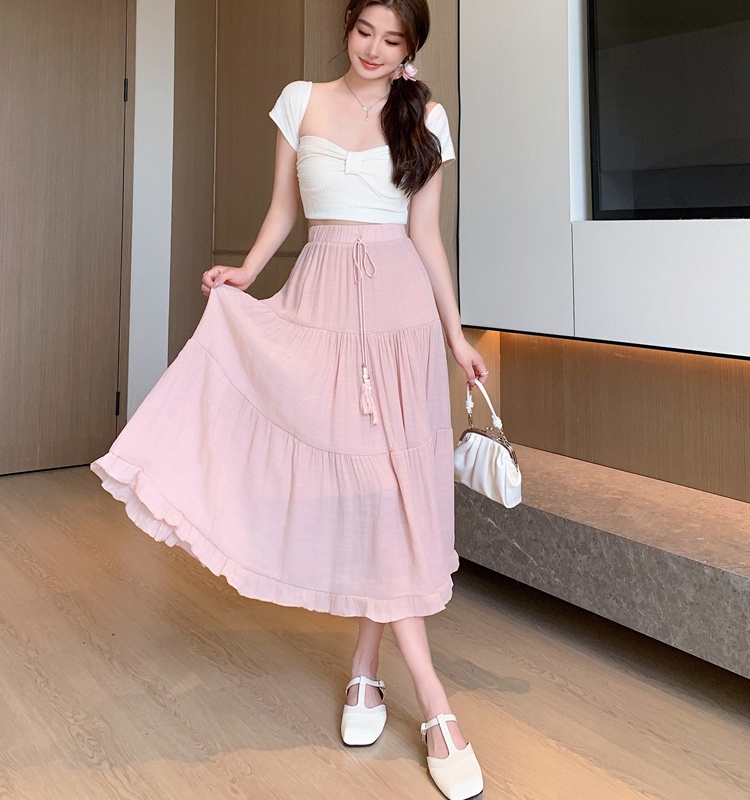 Frenum pure long skirt slim A-line skirt for women