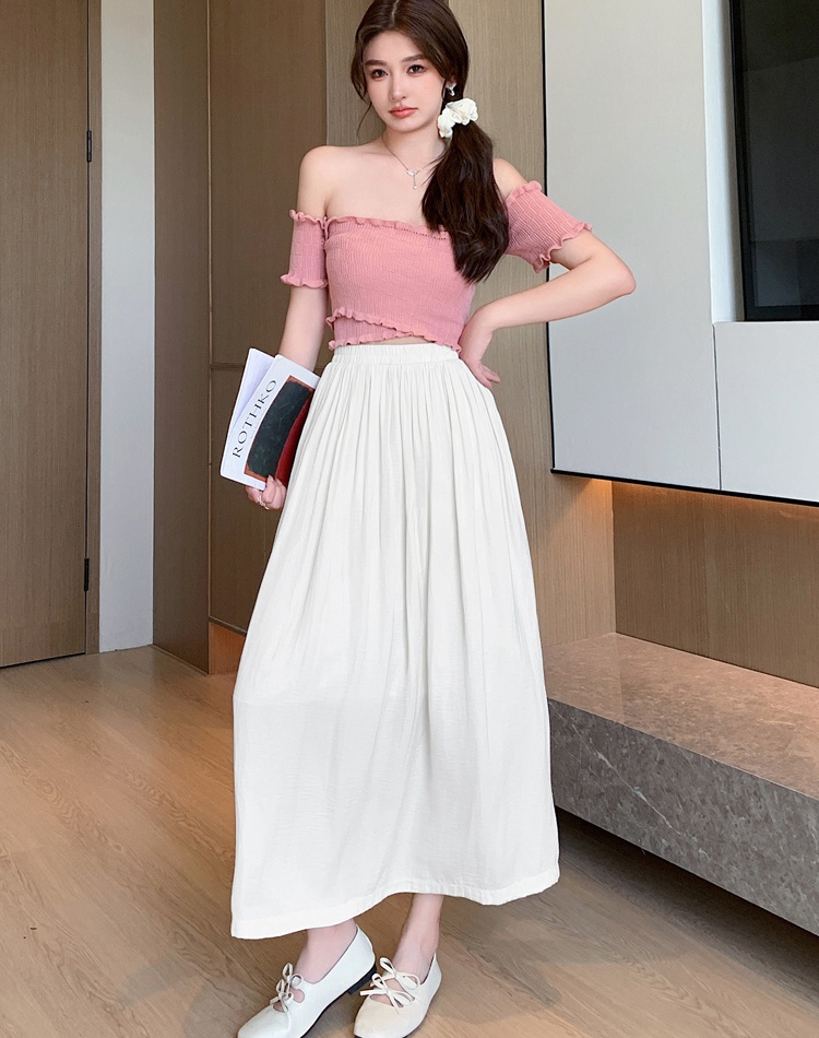 Pleated summer long skirt supple skirt for women